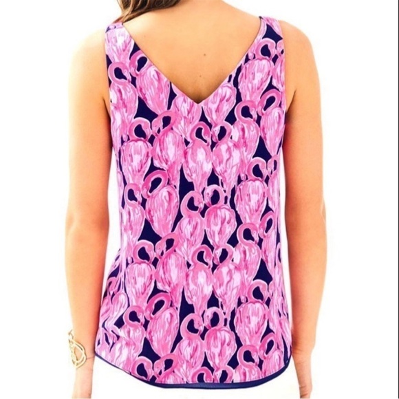 Lilly Pulitzer Florin Reversible Tank Via Amor High Tide Navy Size XS NEW - Picture 4 of 14